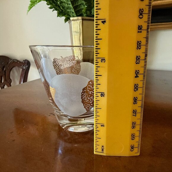 Vintage Flared Low Ball Tumbler Frosted Moon + Gold Leaf Glass MCM Retro Design - Picture 6 of 6